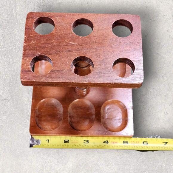 Vintage Wood Tobacco Pipe Stand Holder Rack Mid Century 6 Slot Smoking Tray - Picture 12 of 13